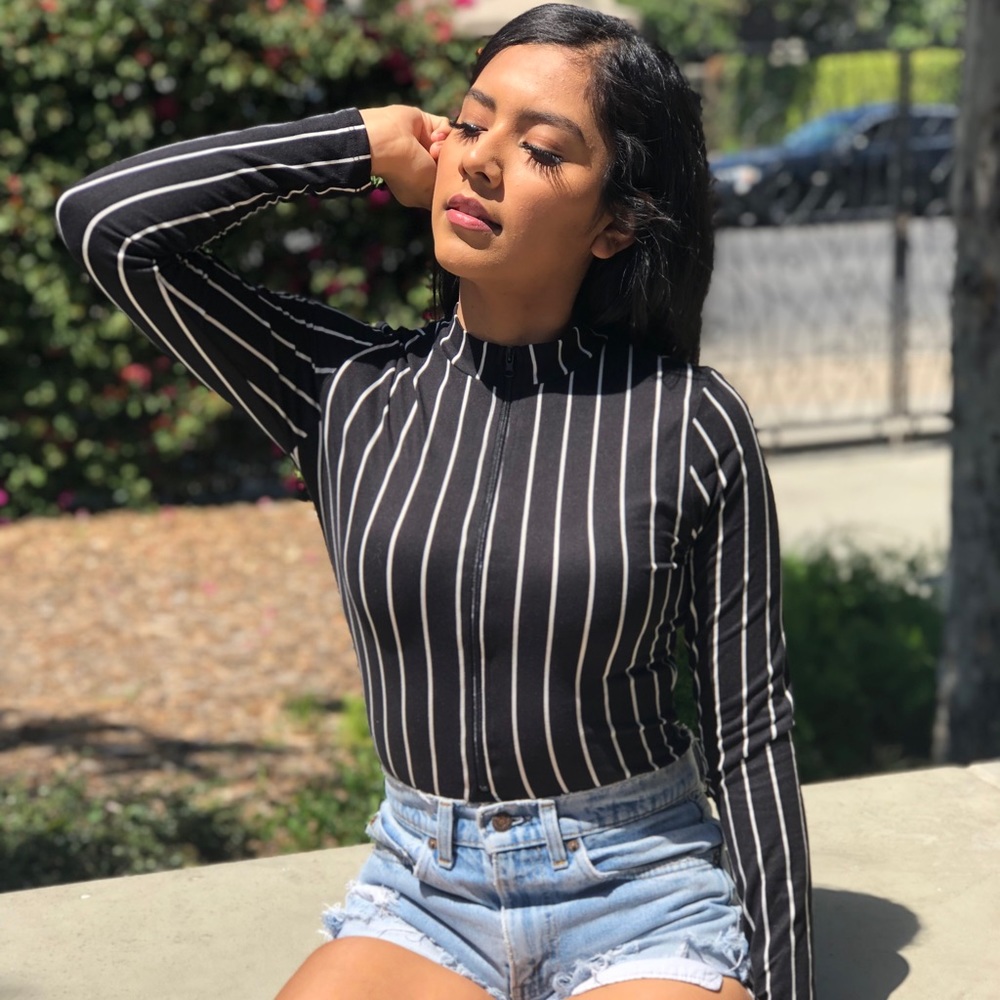 Black long sleeve bodysuit